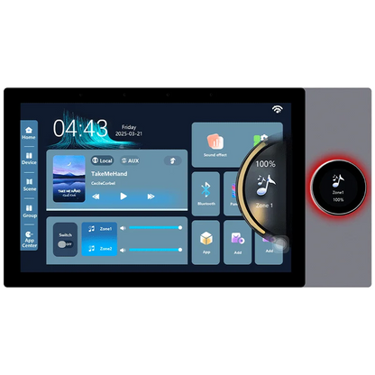 Tuya Smart Home 8-inch touchscreen control panel with background music, ZigBee gateway, and central automation control.