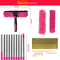 Extended window cleaning kit with double-sided glass squeegee, duster, mop, and 180° swivel handle for easy window cleaning.