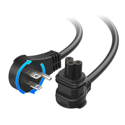 Black 6ft Cable Matters replacement power cable with 360-degree rotating flat plug for Starlink WiFi Router Gen2, 3-prong power cord.