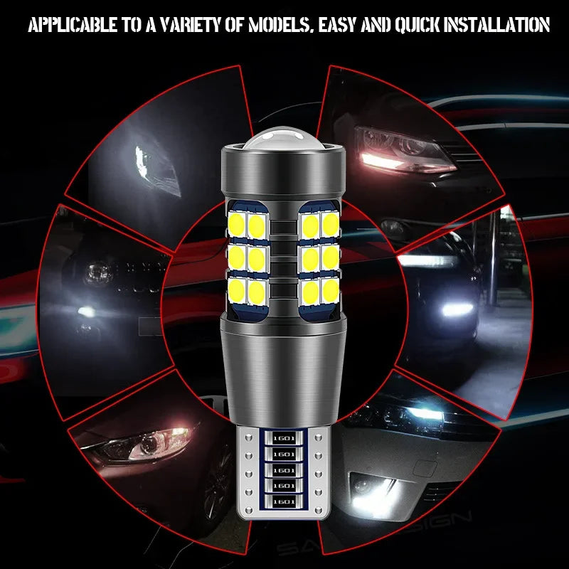 Two white 1156 BA15S LED car signal and brake bulbs, T15 W16W W21W T20 3030 LED bulbs for auto reverse and brake lights.