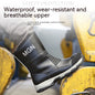 Plus size black safety shoes by BackupMyFilesNow.com with anti-smashing and anti-stab features, designed for safety and durability.