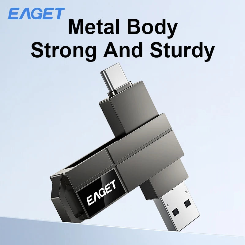 Eaget USB 3.2 Type-C flash drive with 64GB capacity, portable memory stick, compatible with Type-C devices.