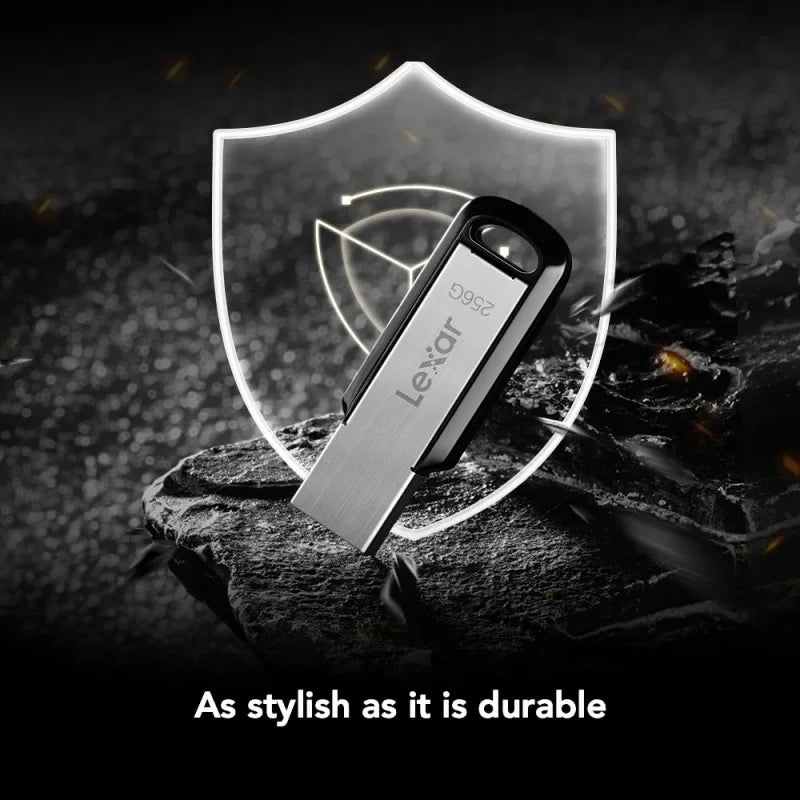 Lexar JumpDrive M400 Metal USB 3.2 Gen 1 flash drive in black, 64GB capacity, with key style design for PC data storage.
