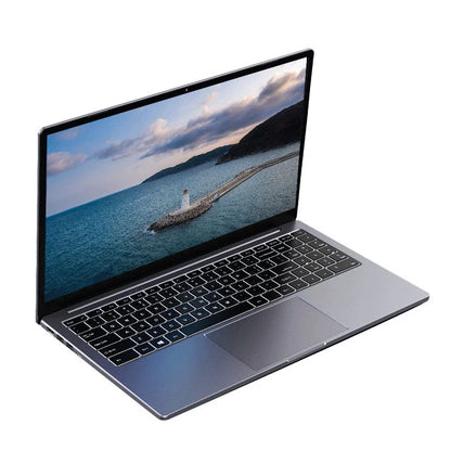 15.6-inch ultrabook laptop with Intel Core i9-12900H, 64GB RAM, 2TB SSD, Windows 11, fingerprint unlock, black design.