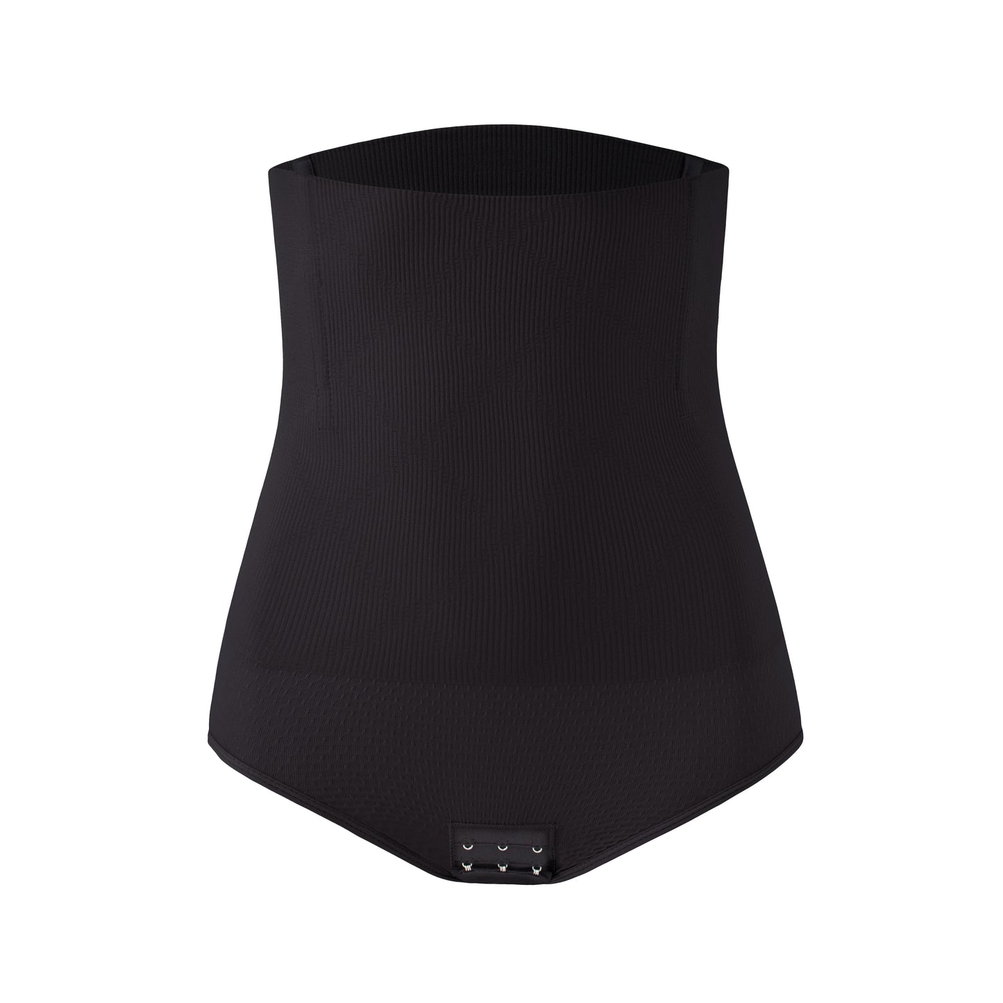 Black women's knitted high waist underwear shorts with comfortable, stretchy fabric and a snug fit.