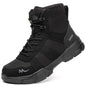Lightweight steel toe work sneakers for men and women, black, anti-smash safety shoes, durable construction boots for work safety