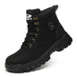 Lightweight black steel toe shoes for men and women, durable construction safety sneakers with anti-smash protective steel toes.