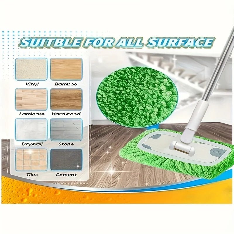 Six microfiber reusable mop mats for dry and wet floor cleaning, compatible with most flat mops, from BACKUPMYFILESNOW.COM®.