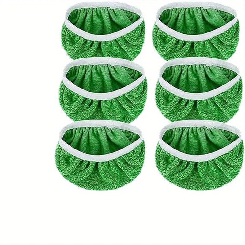 Six microfiber reusable mop mats for dry and wet floors, compatible with flat mops, by BACKUPMYFILESNOW.COM®.