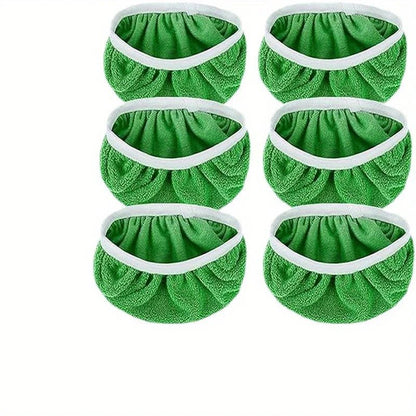 Six microfiber reusable mop mats for dry and wet floors, compatible with flat mops, by BACKUPMYFILESNOW.COM®.