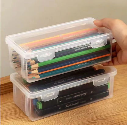 BackupMyFilesNow.com multi-function PP pencil case storage box with compartments for pens, pencils, and school or office supplies.