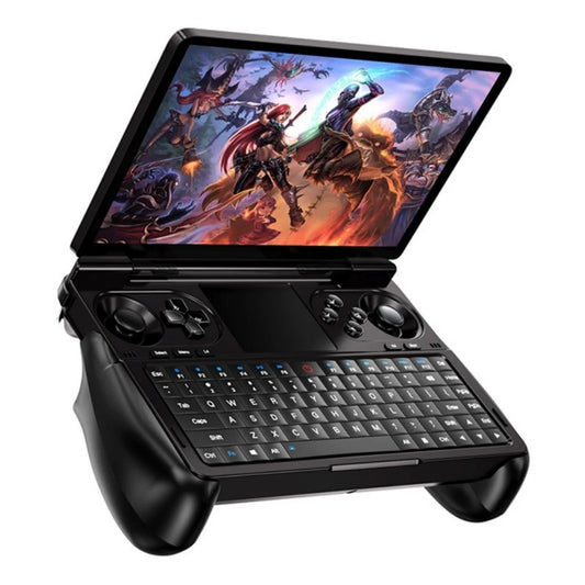 7-inch GPD WIN Mini 2025 handheld game console with 120Hz display, black color, compact design, and 32GB storage.