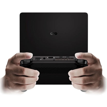 7-inch GPD WIN Mini 2025 handheld game console with 120Hz display, black design, and 32GB storage for portable gaming.