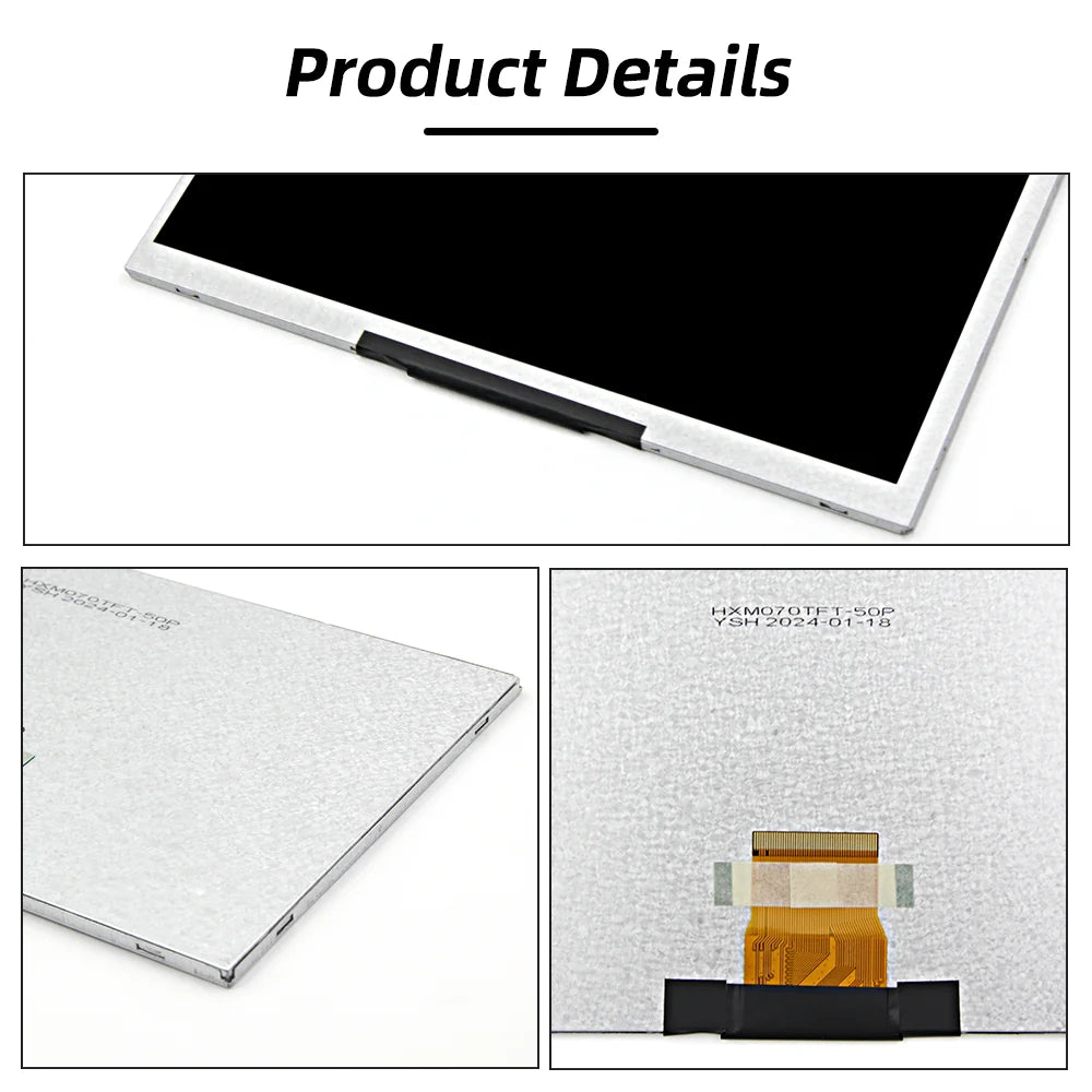 7-inch RGB 24-bit LCD display with 1024x600 resolution and 350nit brightness, ideal for portable electronic projects.