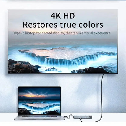 BackupMyFilesNow.com 8-in-1 USB C Hub with 4K HDMI, RJ45, SD/TF card reader, and PD fast charging for MacBook and laptops.