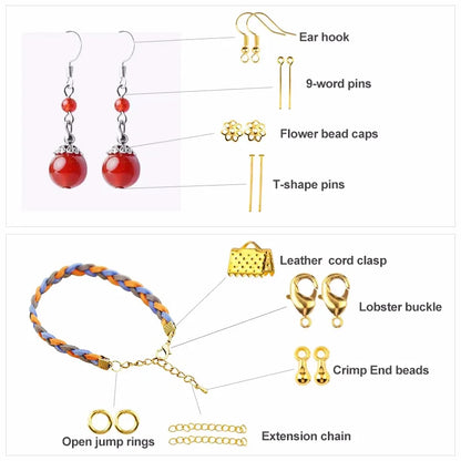Jewelry making supplies kit with tools, earring charms, jewelry wires, and findings for jewelry making and repair projects