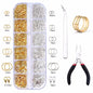 Jewelry making supplies kit with tools, earring charms, jewelry wires, and findings for creating and repairing jewelry.