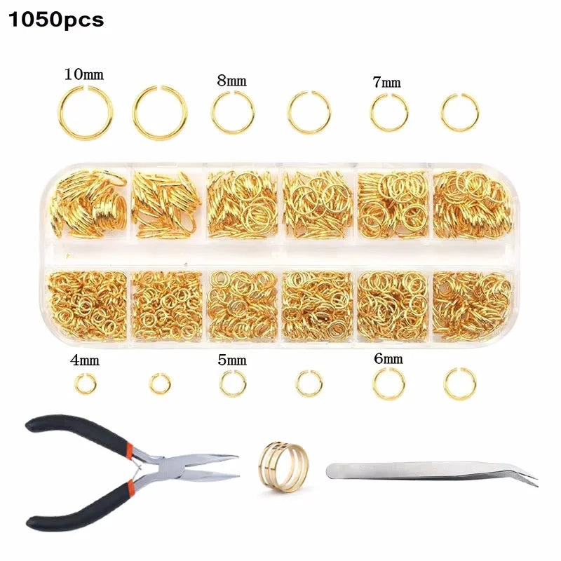 Jewelry making supplies kit with tools, earring charms, jewelry wires, and findings for DIY jewelry creation and repair.
