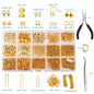 Jewelry making supplies kit with tools, earring charms, jewelry wires, and findings for DIY jewelry creation and repair.
