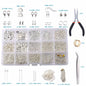 Jewelry making supplies kit with tools, earring charms, jewelry wires, and findings for jewelry creation and repair.