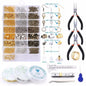 Jewelry making supplies kit with tools, earring charms, jewelry wires, and findings for DIY jewelry making and repair.