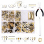 Jewelry making supplies kit with tools, earring charms, jewelry wires, and findings for jewelry creation and repair.