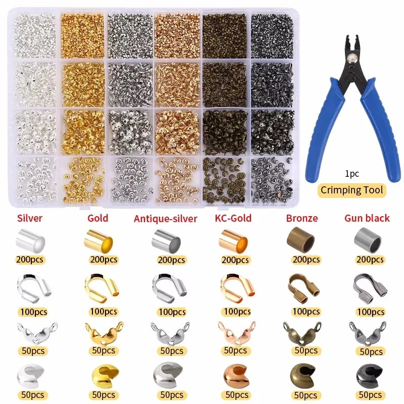 Jewelry making supplies kit with tools, earring charms, jewelry wires, and findings for jewelry making and repair.