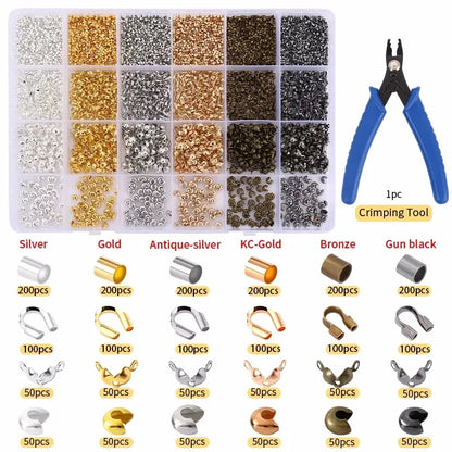 Jewelry making supplies kit with tools, earring charms, jewelry wires, and findings for jewelry making and repair.