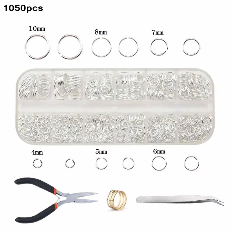 Jewelry making supplies kit with tools, earring charms, jewelry wires, and findings for creating and repairing jewelry.