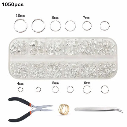 Jewelry making supplies kit with tools, earring charms, jewelry wires, and findings for creating and repairing jewelry.