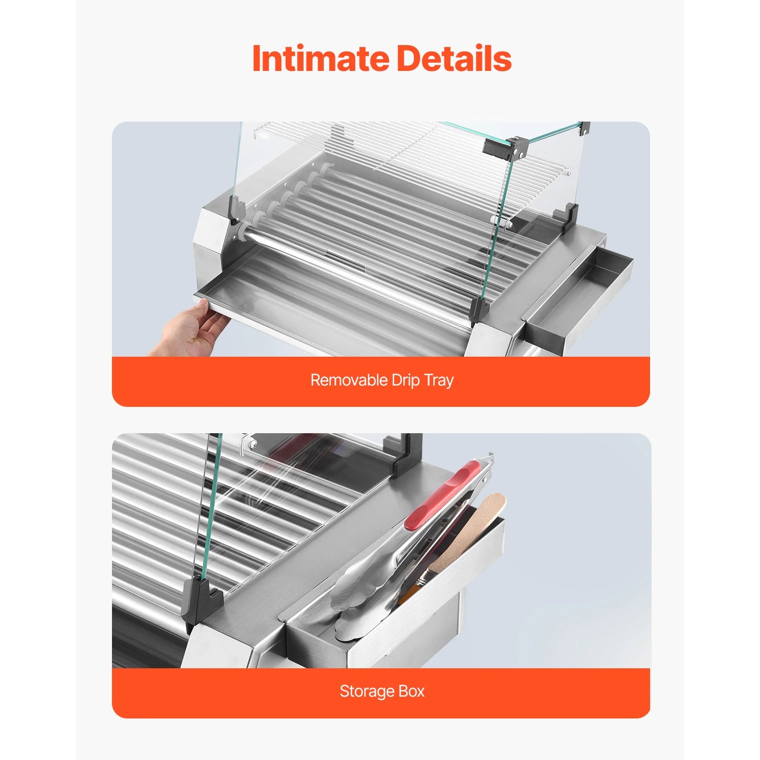 Stainless steel SucceBuy 5, 7, 11 Rollers hot dog roller grill with dual temperature control, commercial sausage cooker.