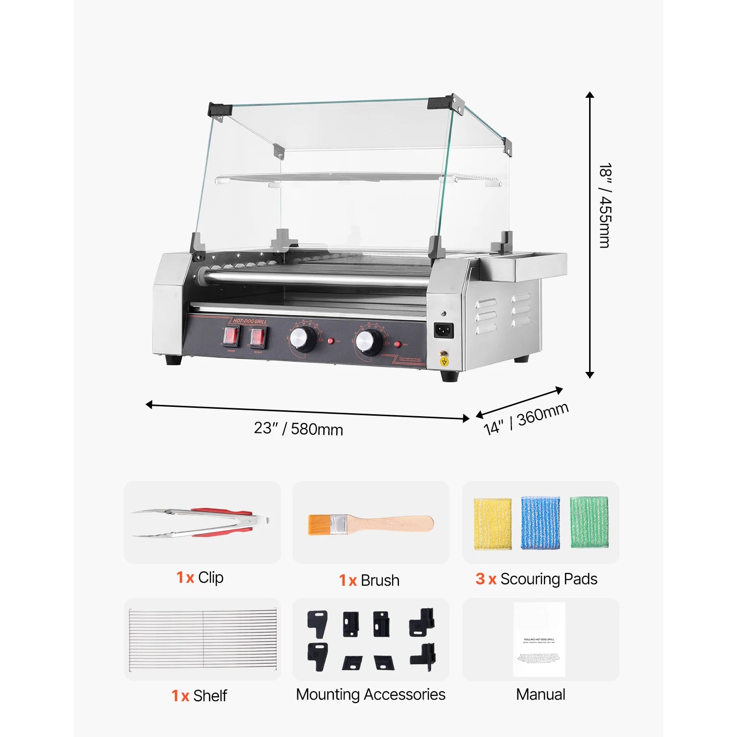 Stainless steel SucceBuy 5, 7, 11 rollers hot dog roller grill with dual temperature control for commercial sausage cooking.