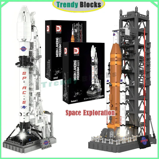 Creative Expert Moon Landing Program Space Rocket building set by BACKUPMYFILESNOW.COM®, includes 869+ city model building blocks for kids and adults.