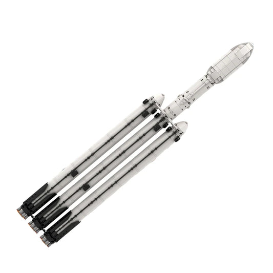 MOC Falcon Heavy Carrier Saturn V scale spaceship blocks by BACKUPMYFILESNOW.COM®, featuring detailed SpaceX spaceship construction.