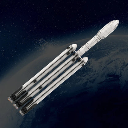 MOC Falcon Heavy Carrier Saturn V scale spaceship blocks by BACKUPMYFILESNOW.COM®, featuring detailed SpaceX spaceship construction pieces.