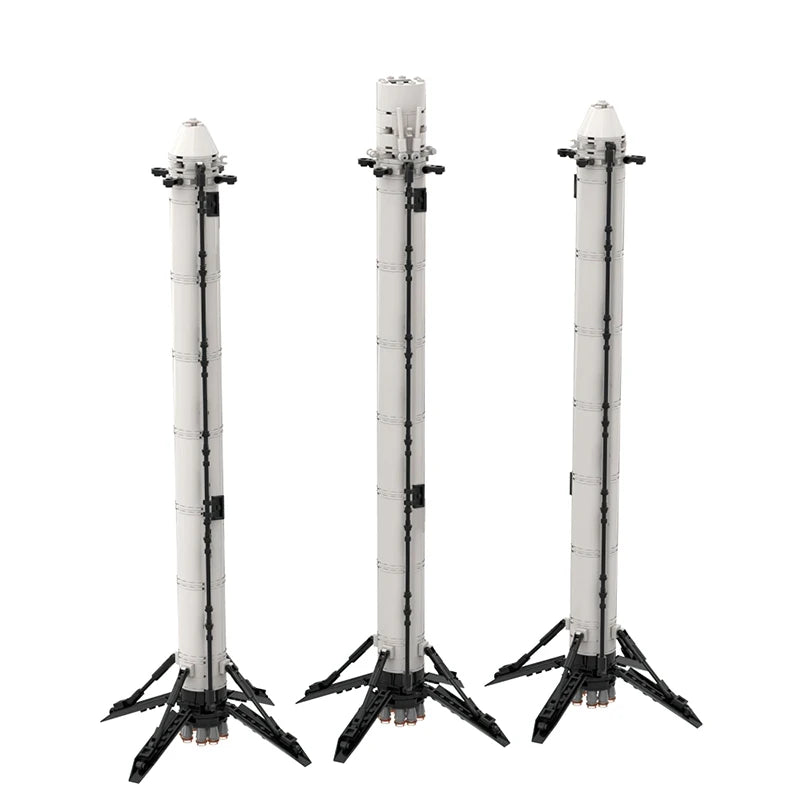 MOC Falcon Heavy Carrier Saturn V scale SpaceX spaceship building blocks by BACKUPMYFILESNOW.COM® with 713 pieces.