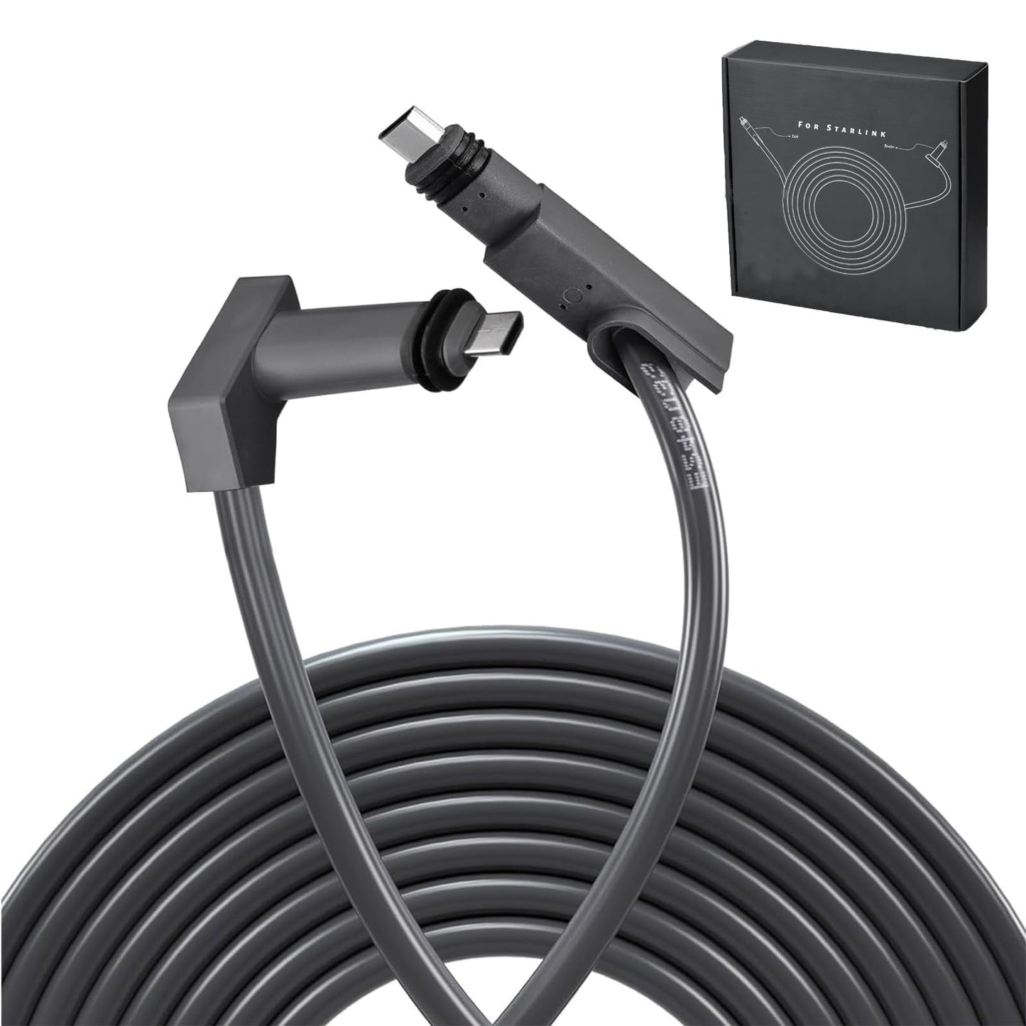 75ft gray Starlink cable for V2 satellite, waterproof extension for Starlink internet kit, ensuring stable, fast connection.