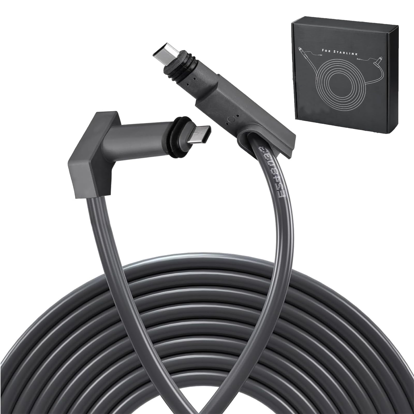Gray 75ft Starlink Cable by BACKUPMYFILESNOW.COM® for Starlink V2 satellite internet, waterproof, extension cable with stable connection