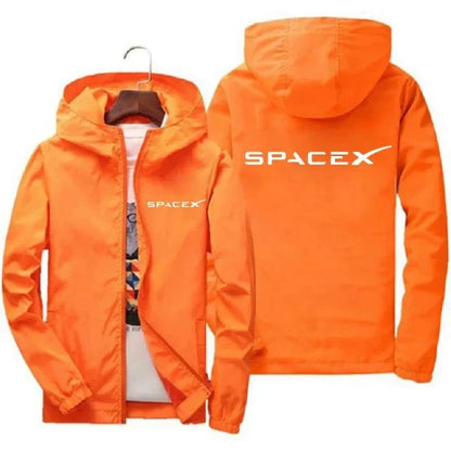 Men's SpaceX logo hoodie by BACKUPMYFILESNOW.COM®, casual spring/autumn jacket with zipper, sporty protective racing suit style.