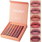 Set of 6 HANDAIYAN non-stick cup liquid lipsticks with matte finish, long-lasting lip gloss, resistant to fading in gift box.