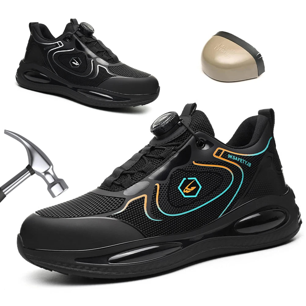 Men's steel toe work shoes by BackupMyFilesNow.com featuring lightweight safety boots with anti-smash and anti-puncture protection.
