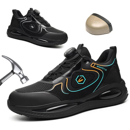 Men's steel toe work shoes by BackupMyFilesNow.com featuring lightweight safety boots with anti-smash and anti-puncture protection.