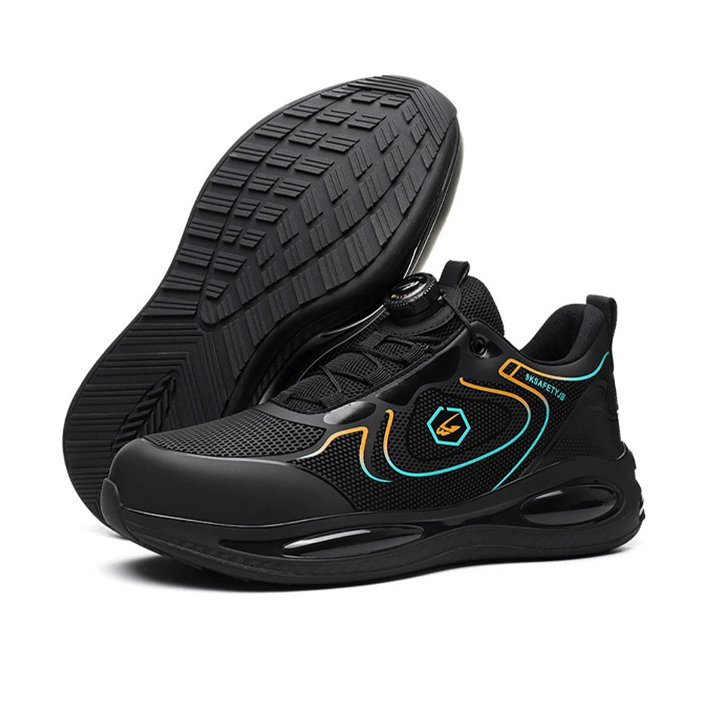 Men's steel toe work shoes by BackupMyFilesNow.com, lightweight safety boots with anti-smash and anti-puncture protection.