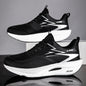 Men's running shoes with breathable mesh, lightweight design, air cushion, and nonskid soles for sports and marathon activities.