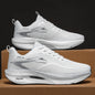 Men's and women's lightweight running shoes with breathable mesh, air cushion, nonskid soles, and carbon board support for athletic activity.