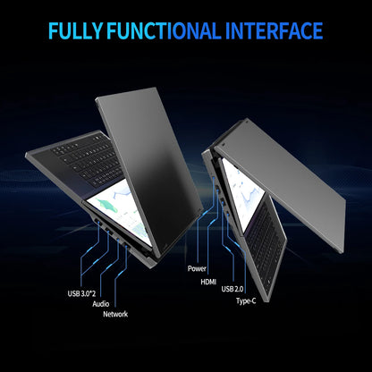 Topton dual-screen gaming laptop with 16-inch IPS display, 14-inch touch screen, Intel i9, 64GB RAM, and 4TB SSD.