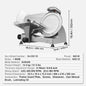 Electric meat slicer with 8-inch carbon steel blade, adjustable thickness, ideal for deli, food, meat, and cheese slicing.