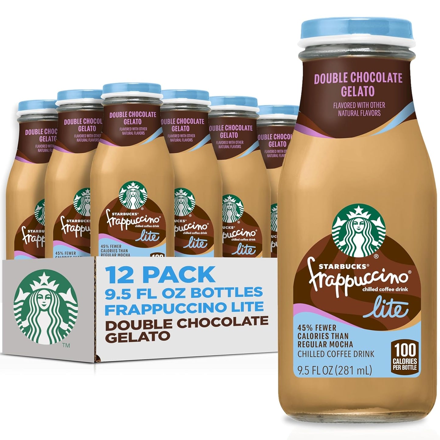 BackupMyFilesNow® Starbucks Frappuccino Lite Creamy Vanilla Gelato bottles, 9.5 fl oz, pack of 12, natural flavors, fewer calories.