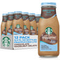 Pack of 12 Starbucks Frappuccino Lite bottles with creamy vanilla gelato flavor, 9.5 fl oz each, lower calorie, natural flavor drinks.