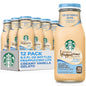 Pack of 12 Starbucks Frappuccino Lite Bottles featuring creamy vanilla gelato flavor, 9.5 fl oz each, fewer calories, natural ingredients.